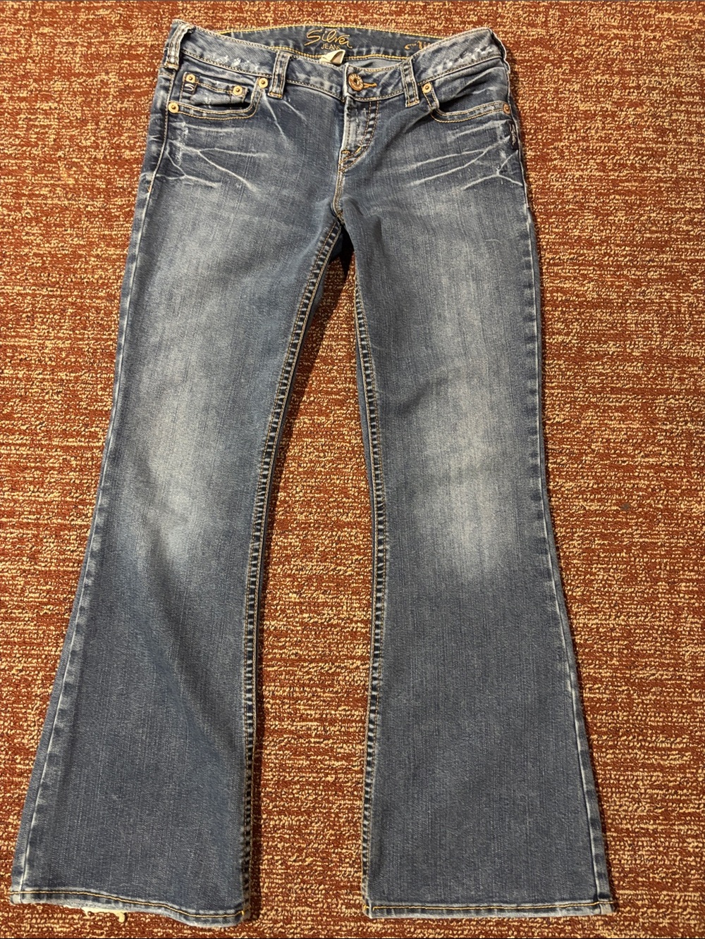 Silver Jeans vintage Y2K low rise flared denim medium wash whiskered jeans 30